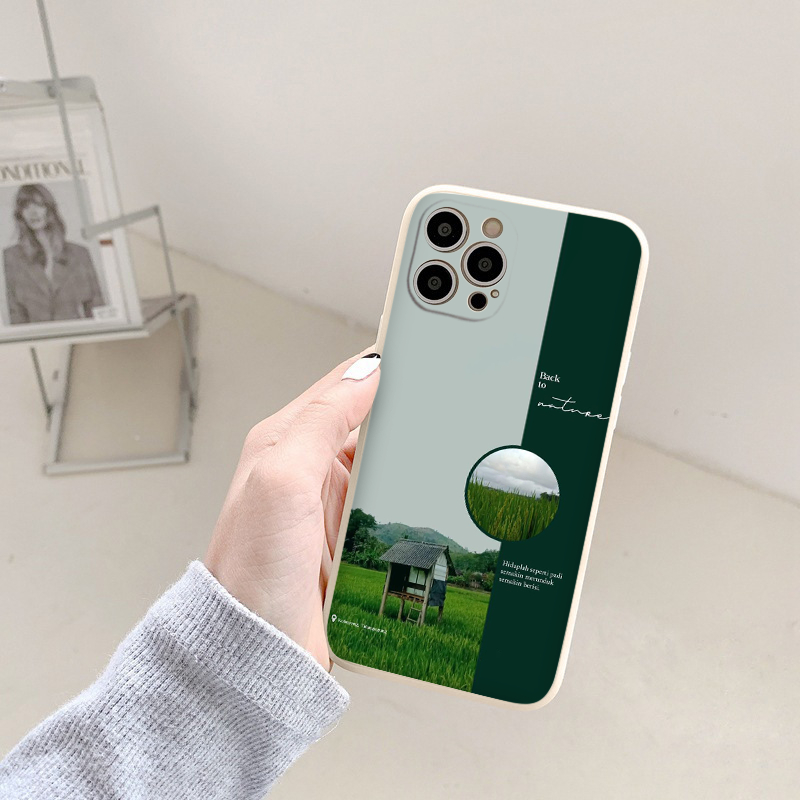 Ốp chống sốc iphone cánh đồng lúa xanh hình đẹp độc đáo 6/7/8/X/XS/11/12/13/14 Pro Plus Max eh05