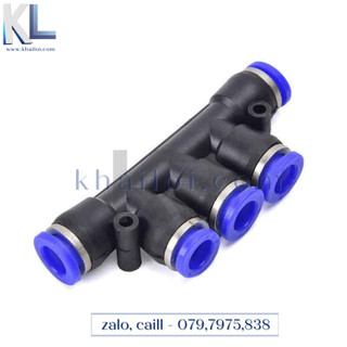 Ngã năm nối ống khí nén - Nối hơi 5 đầu ống khí nén PK -nối nhanh dây hơi khí nén- cút nối ống khí nén PU PA PTFE