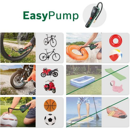 Máy bơm hơi Bosch Easy Pump nội địa Đức, Máy bơm hơi cầm tay, Máy bơm hơi đa năng GermanySnT 530008