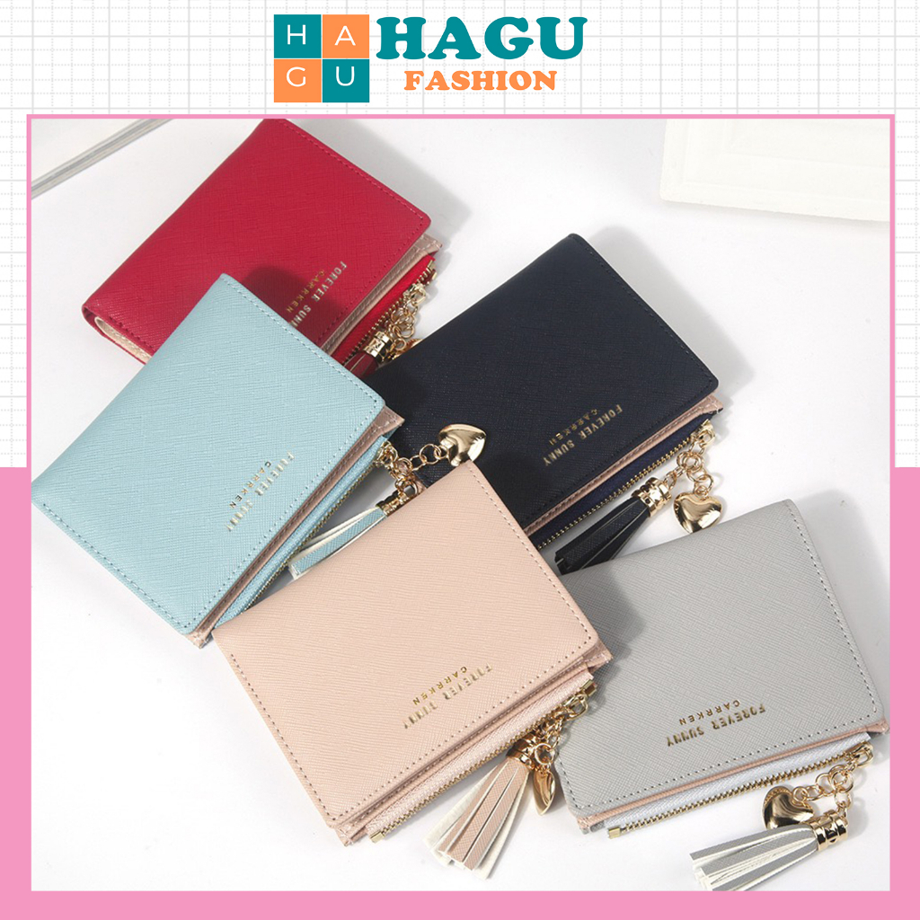 Ví nữ đựng tiền nhiều ngăn 574  khóa bấm chất da retro phong cách thanh lịch