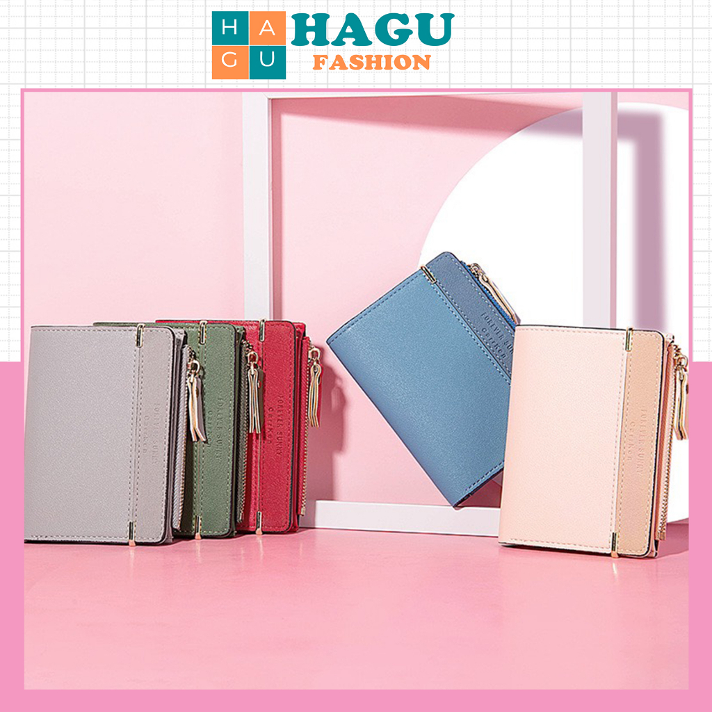 Ví nữ đựng tiền nhiều ngăn 575  khóa bấm chất da retro phong cách thanh lịch