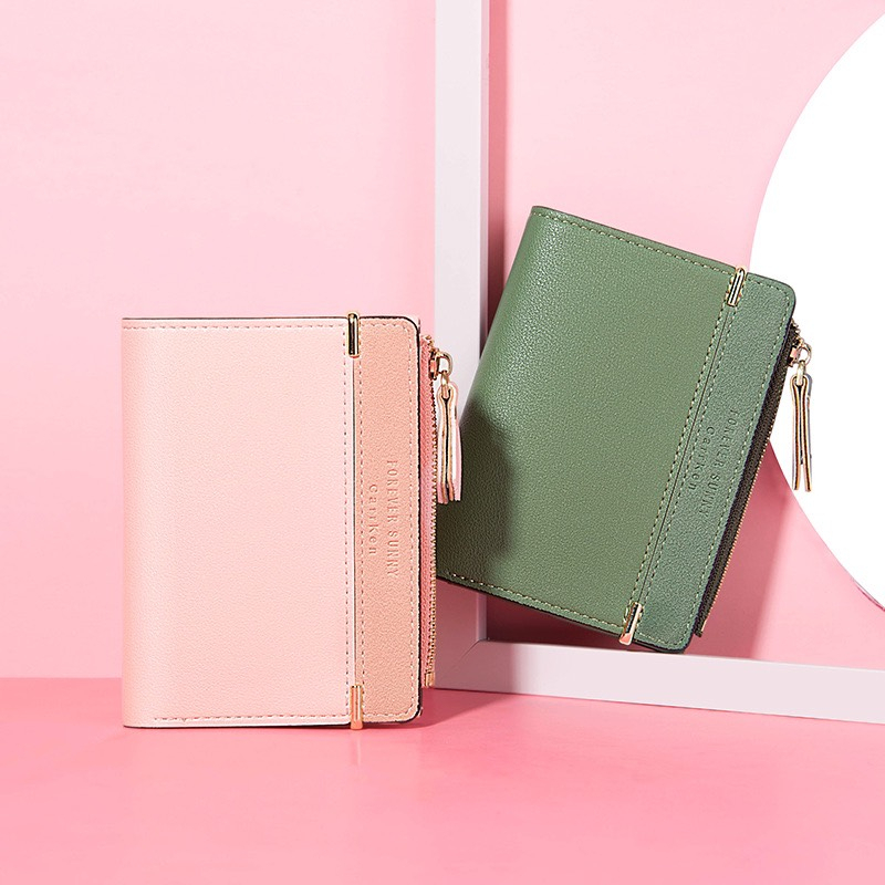 Ví nữ đựng tiền nhiều ngăn 575  khóa bấm chất da retro phong cách thanh lịch