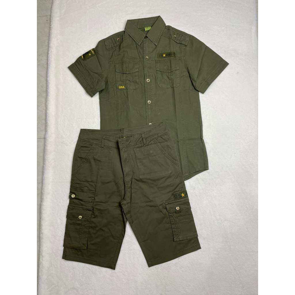 {HCM}_HÀNG MỚI VỀ_.Bộ Lính Nam Màu Xanhi .Bộ Quần Áo Lính Nam.Bộ Áo Sơ Mi Và Quần Short Túi Hộp Nam_THỦY TIÊN SHOP