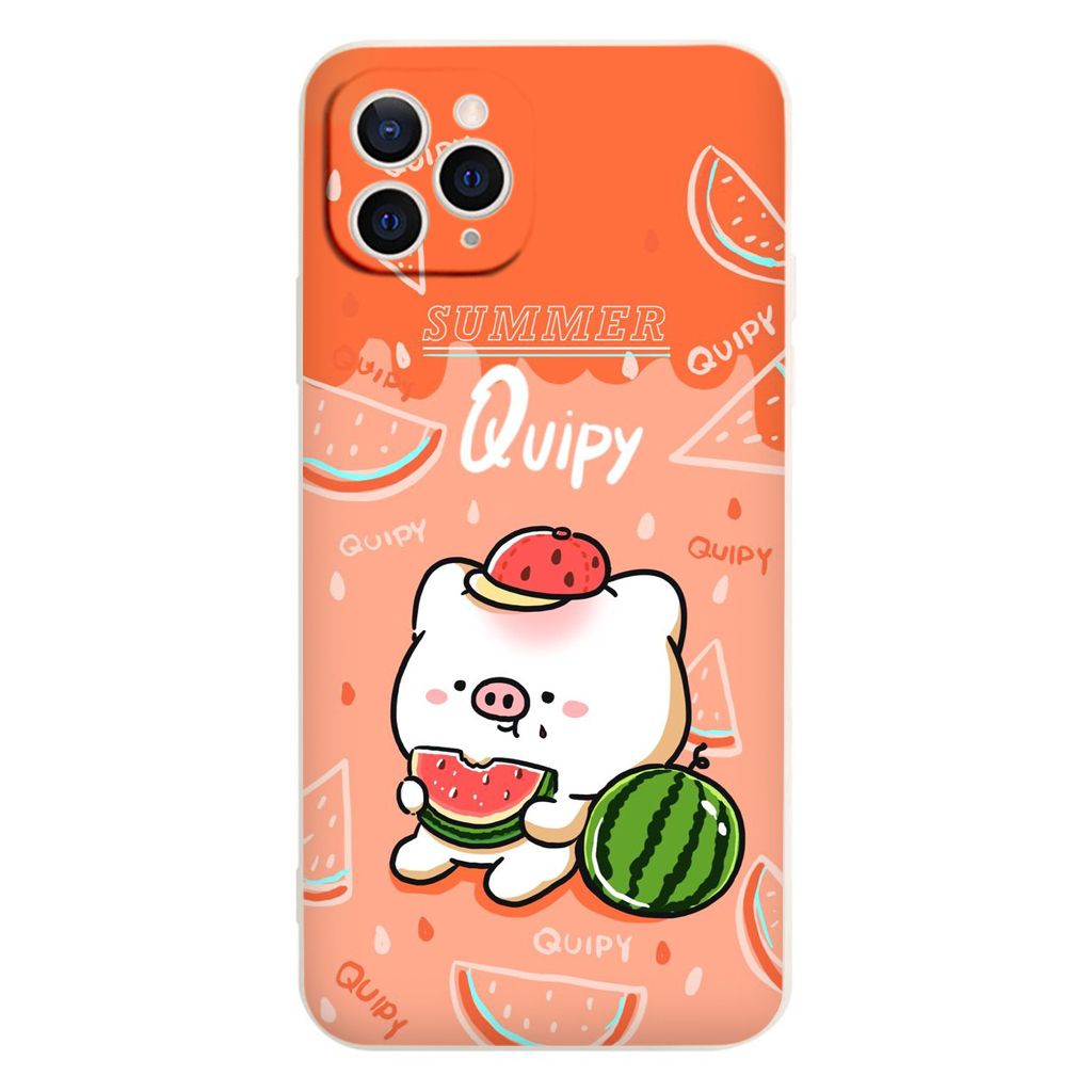 Ốp lưng iphone heo trắng ăn dưa hấu xinh cute bảo vệ cam viền dẻo chống sốc ip 11 12 13 14 pro max eh25