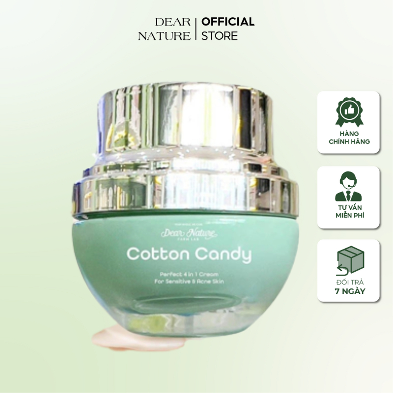 Kem dưỡng ẩm ngăn ngừa mụn Cotton Candy 4in1, Kem mờ thâm sạch mụn chiết xuất 100% thiên nhiên an toàn cho da