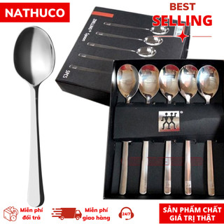 Bộ Thìa 5 Cái inox sáng bóng, Bộ Thìa Sản xuất công nghệ đức siêu bền