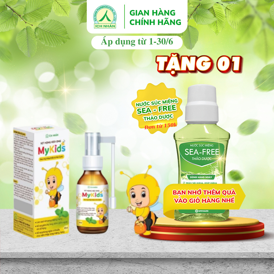 Xịt Họng Keo Ong MyKids - Hỗ trợ giảm các triệu chứng ngứa rát cổ họng, ho do viêm họng, ho gió, ho khan, ho có đờm 20ml
