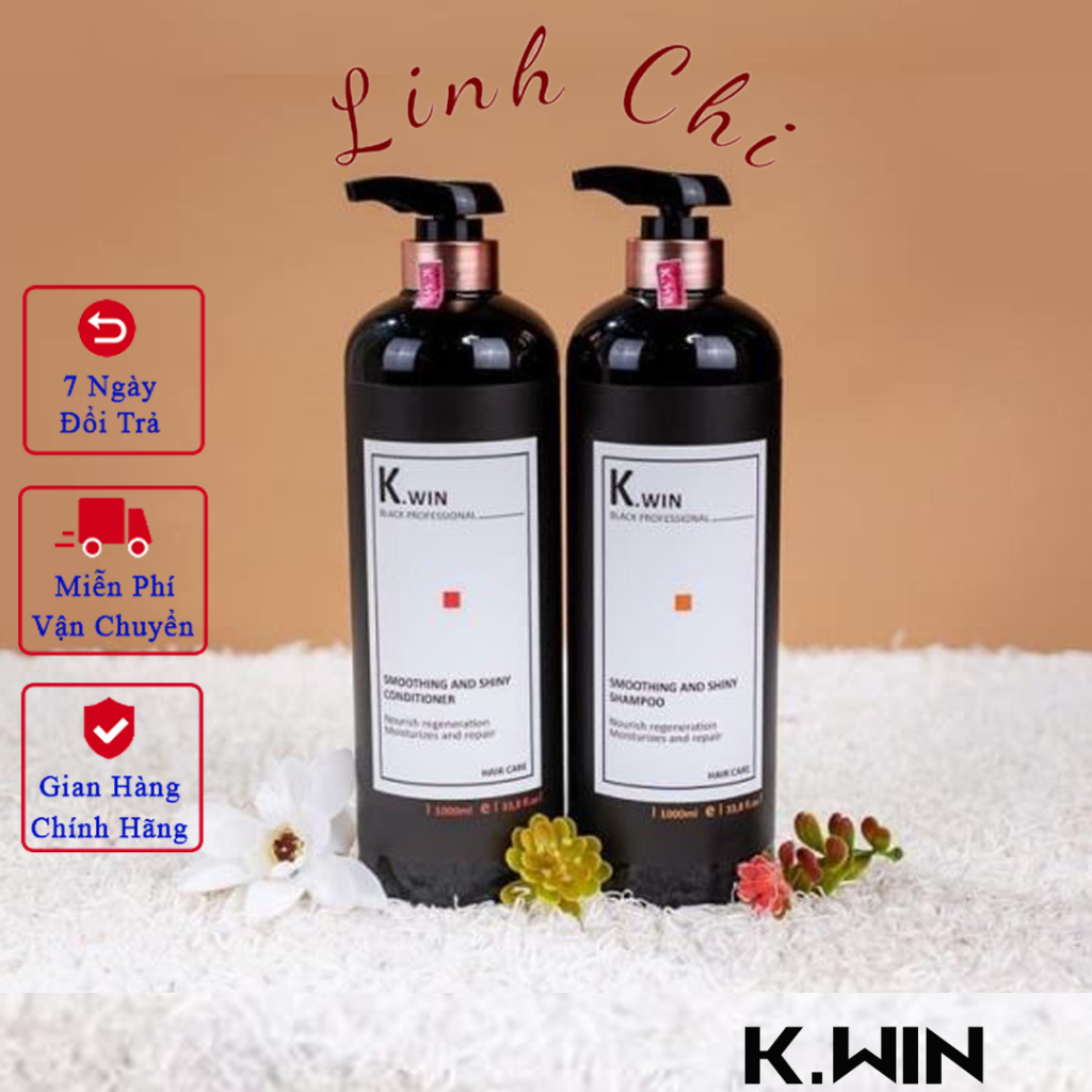Dầu Gội Xả Phục Hồi Tóc Hư Tổn K.win smoothing and Shiny 650ml. Combo Dưỡng Tóc Khô Xơ Hiệu Quả