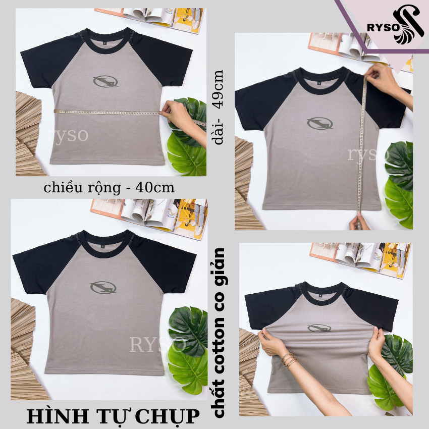 Áo Baby Tee Raplan in hình chất liệu 100% cotton Form Fit Phối Tay RYSO FASHION