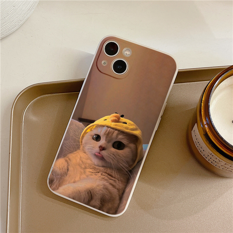 Ốp lưng iPhone mèo lè lưỡi mũ vàng cute xinh bảo vệ cam 6/6s/7/8/X/XS/11/12/13/14 Pro Plus Max eh87