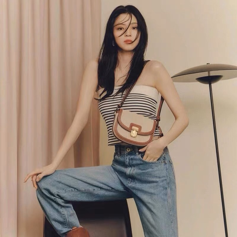 Túi xách nữ đeo chéo đeo vai Ceelyn phối màu vintage phong cách Hàn Quốc xu hướng 2023 size 18 DT106