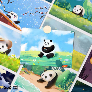 Postcard gấu trúc kèm khung gỗ chính hãng wawa panda