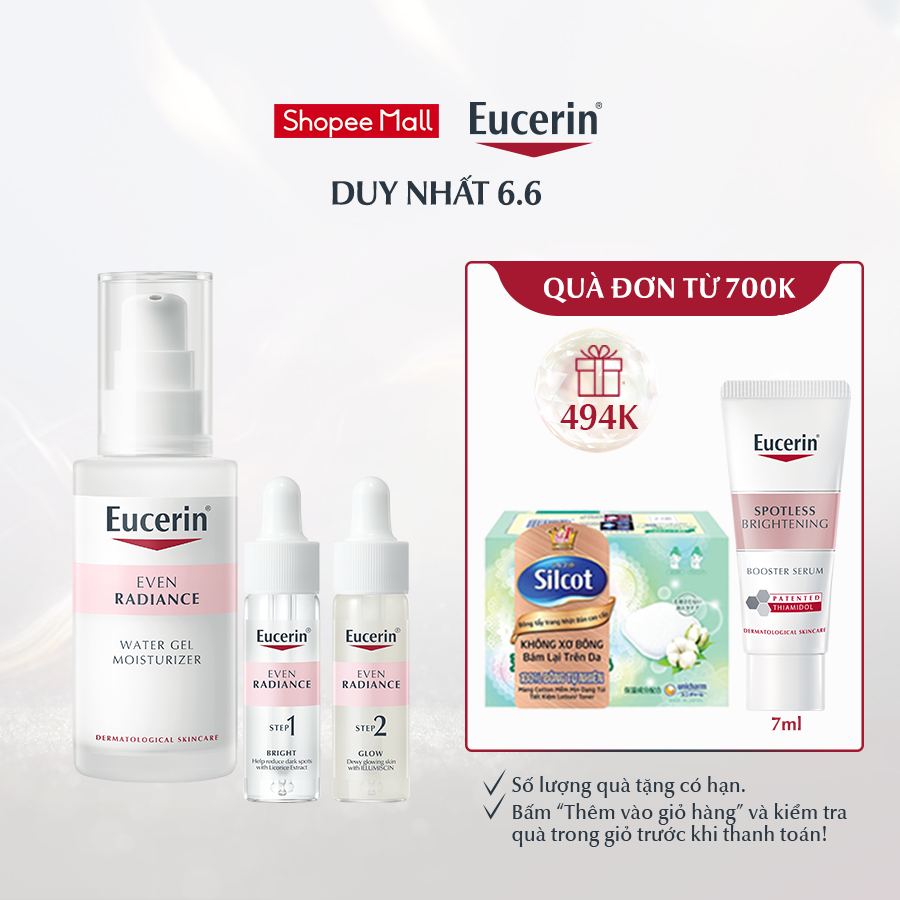 Bộ dưỡng sáng da toàn diện Eucerin Even Radiance Duo Ampoules (2x15ml) & Water Gel (50ml)