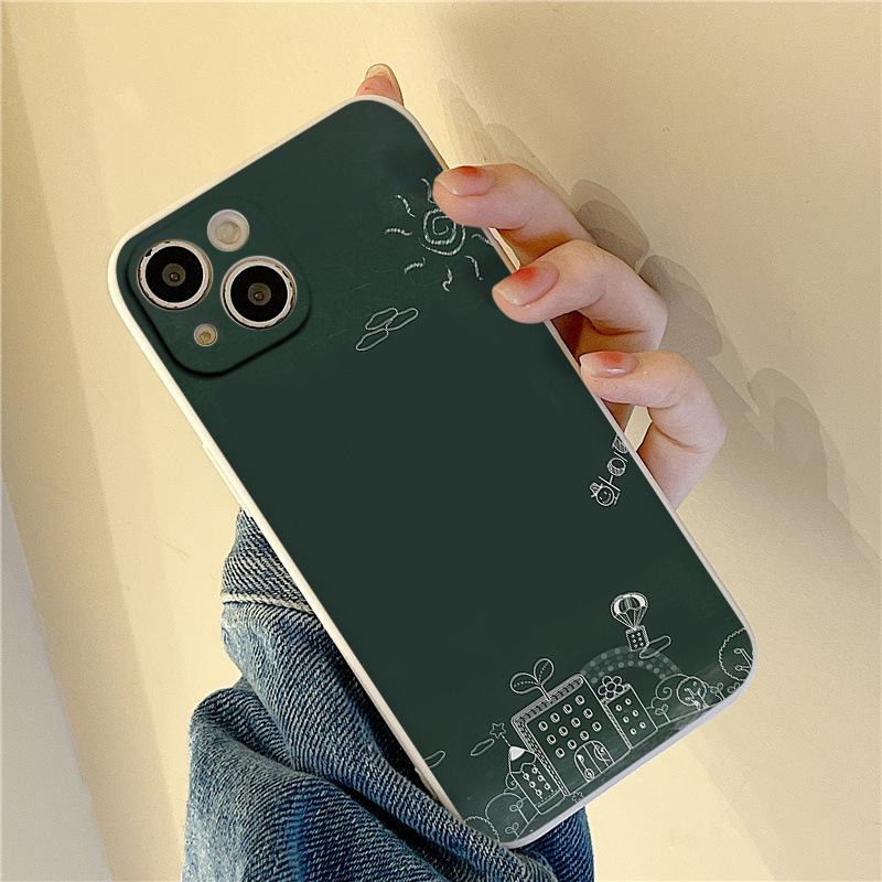 Ốp iphone hình vẽ phấn trắng nền bảng xanh đẹp 7plus 8plus x xsmax 11 12 13 14 pro max 11 12 13 prm eh96