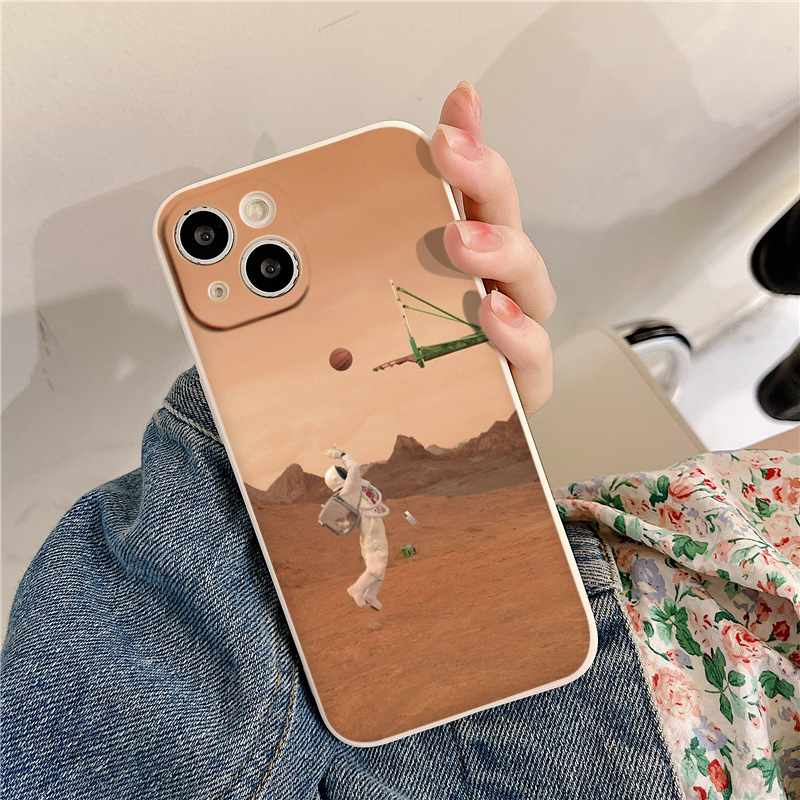 Ốp lưng iphone vuông chống sốc phi hành gia bóng rổ độc đáo 6/6s/7/8/X/XS/11/12/13/14 Pro Plus Max eh97