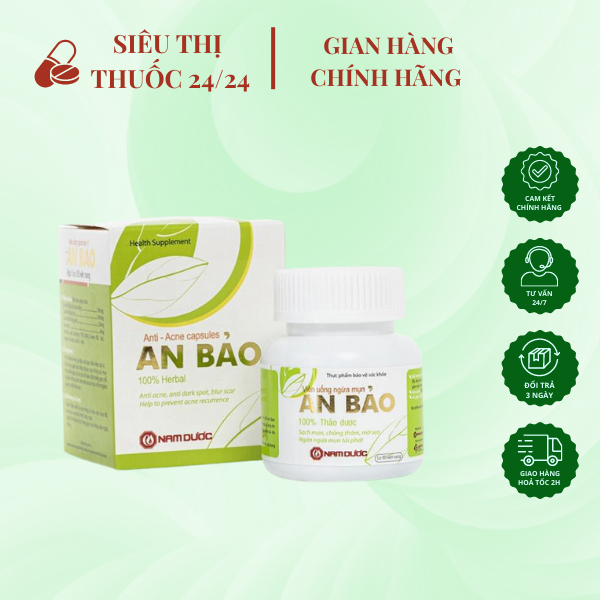 Viên uống ngừa mụn An Bảo ⚡ CAM KẾT CHÍNH HÃNG ⚡ Viên uống thanh nhiệt mát gan hỗ trợ giảm mụn trứng cá