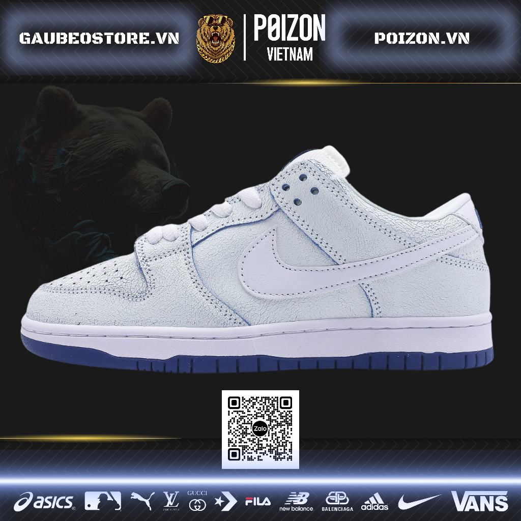 Giày Best Original Quality *like*auth like*authentic Sneaker *_Nike SB Dunk Low Pro Premium"White/Game Royal"_* CJ6884
