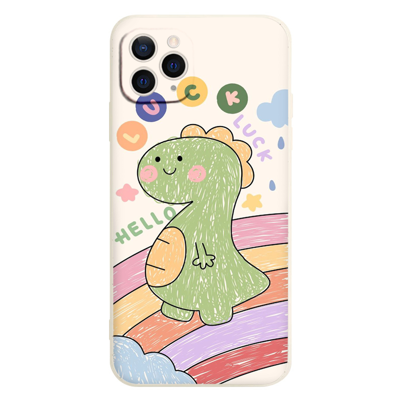Ốp lưng dẻo iPhone hello luck khủng long vẽ sắc màu 14,13,12 Mini,12 11,11 Pro,11 Pro Max/Xs Max/XR 7 eh102