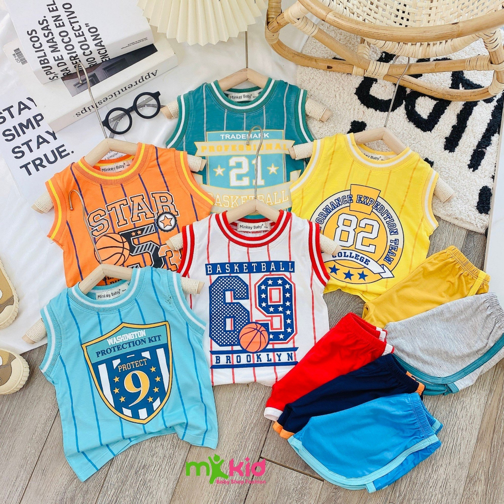 Đồ Bộ Cho Bé Trai, Bé Gái Mặc Nhà 💖 Bộ Ba Lỗ Cá Mập Minky Mom Dễ Thương 💖 Chất thun lạnh cao cấp siêu mềm mát cho bé .