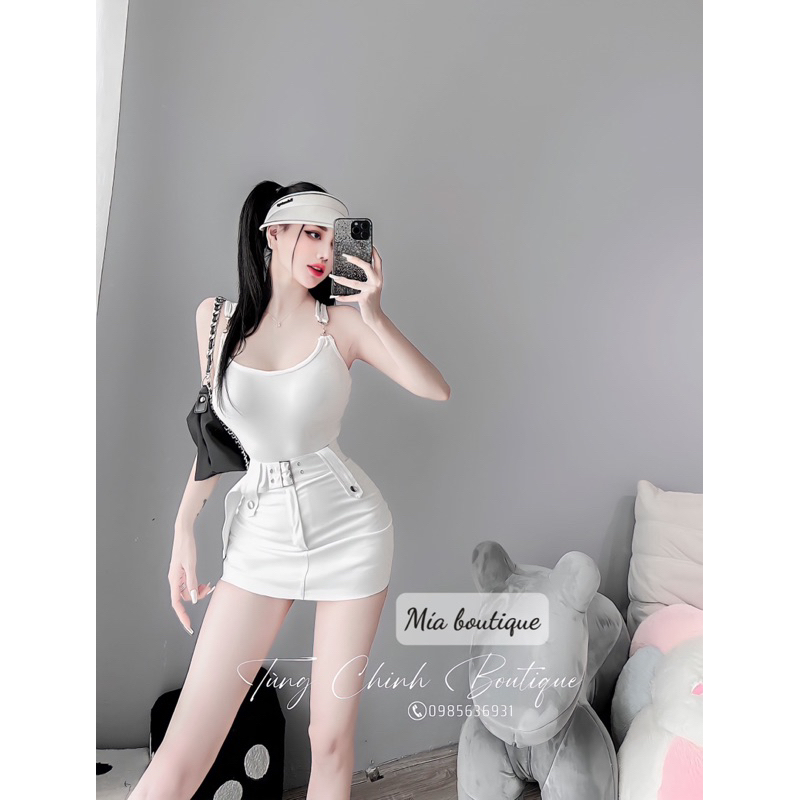 Set đồ nữ nùa hè cá tính áo ba lỗ mix chân váy kèm đai