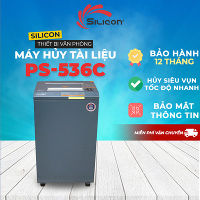 Máy hủy tài liệu nhập khẩu SILICON PS-536C thùng chứa dung tích 40 lít-Hủy liên tục đến 150 tờ