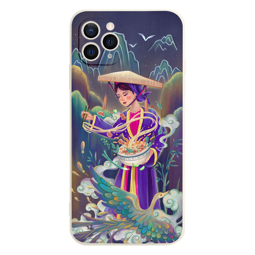 Ốp lưng iphone cô gái và phở bò truyền thống VN bảo vệ cam viền dẻo chống sốc ip 11 12 13 14 pro max eh143