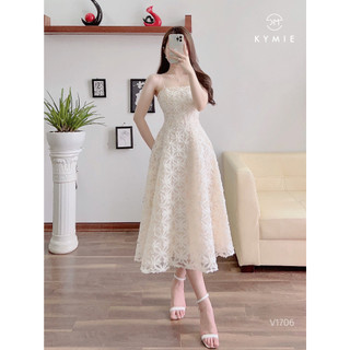 Váy 2 dây ren hoa xòe v1706 kymie