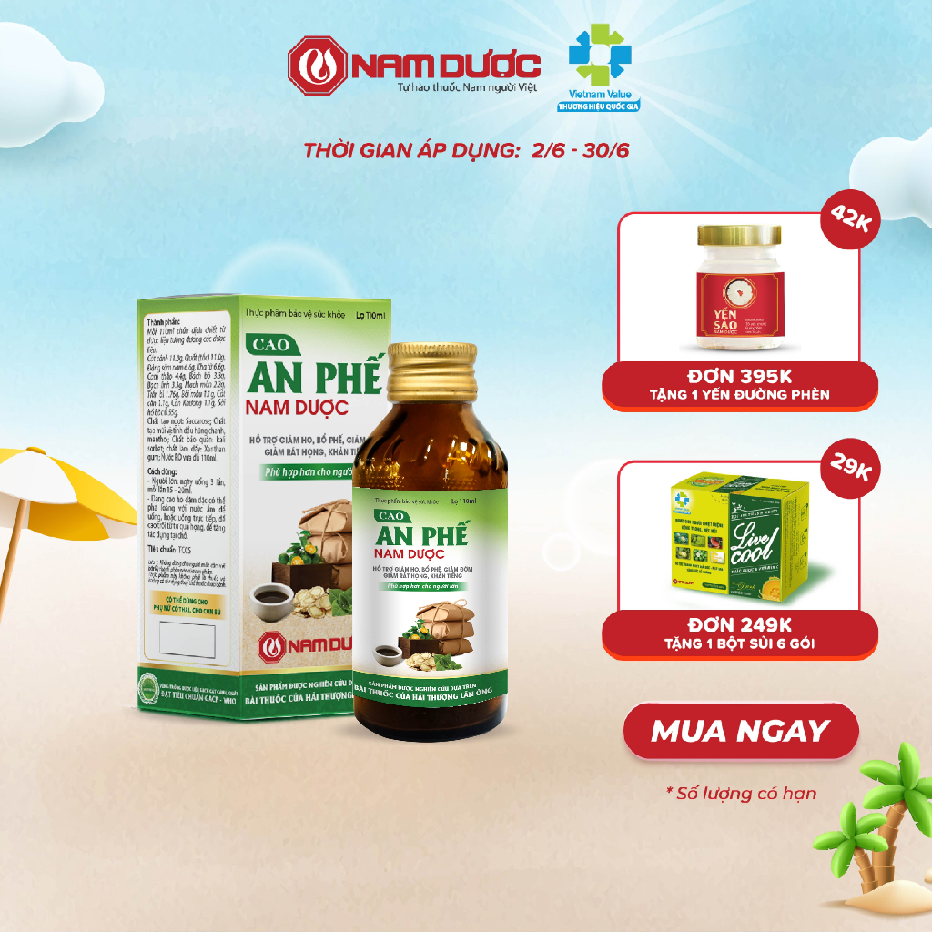 Cao An Phế Nam Dược 110ml cao thảo dược đậm đặc hỗ trợ giảm ho, bổ phế, giảm đờm, giảm rát họng, khản tiếng