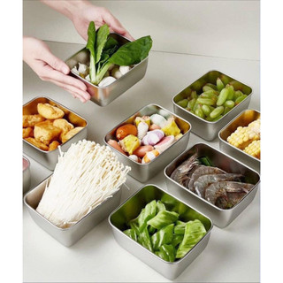Set 5 hộp inox sus304 đựng thực phẩm có nắp đậy hàng dày đẹp