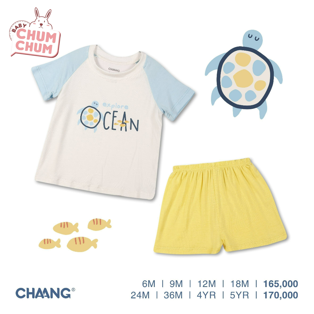 Bộ Quần Áo Cộc Raglan Sea Xanh Vàng CHAANG SS22D1