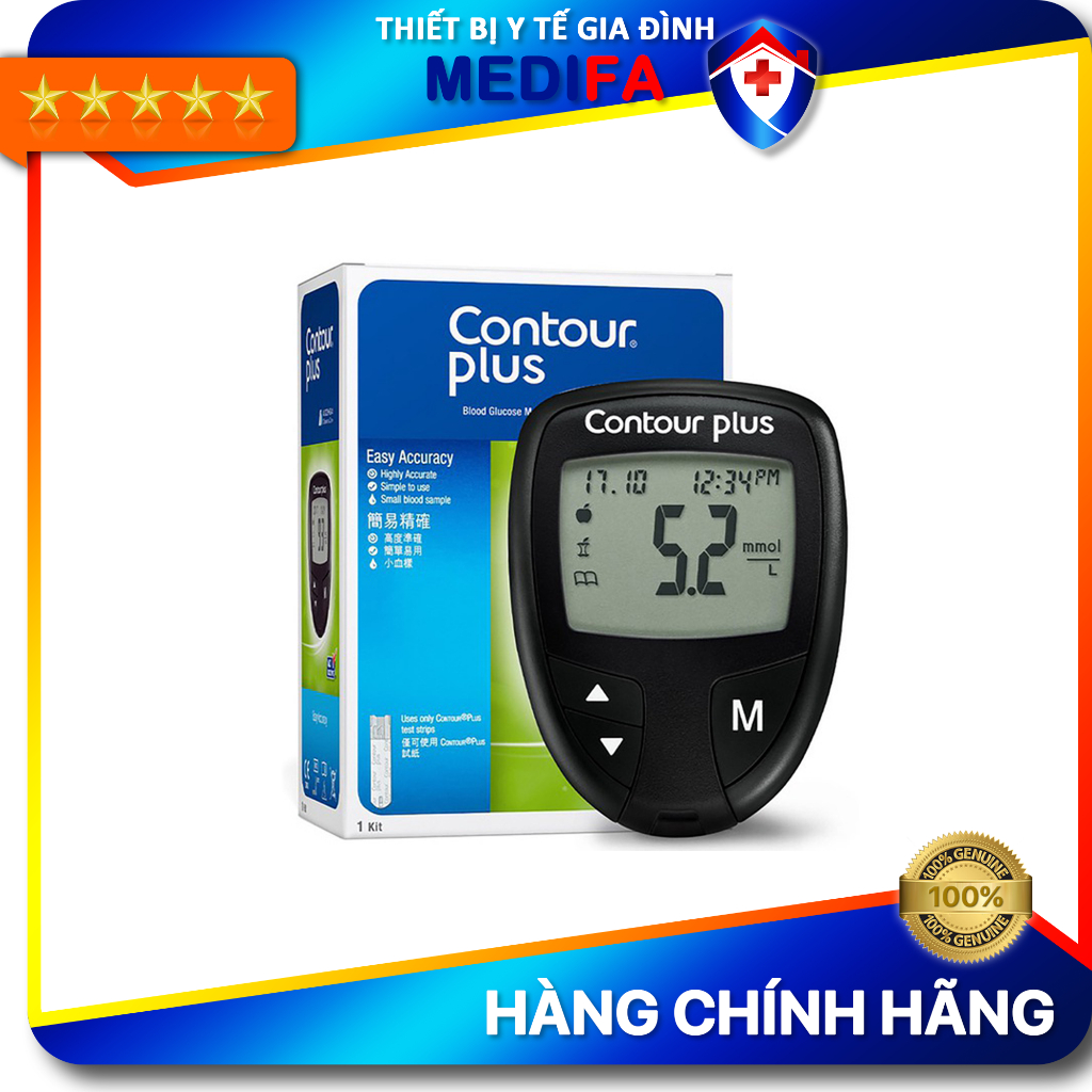 Máy Đo Đường Huyết CONTOUR PLUS Màn Hình LCD Lớn, Kết Quả Hiển Thị Rõ Nét
