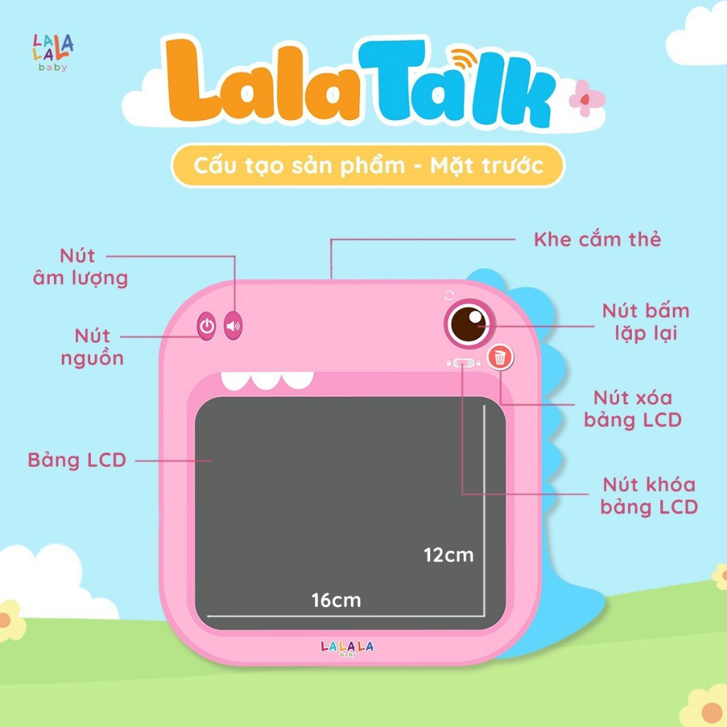 Máy Đọc Viết Song Ngữ LalaTalk Kết Hợp Bảng Viết Tự Xóa LCD  - Phát triển 4 kỹ năng : nghe , nói , đọc , viết cho bé