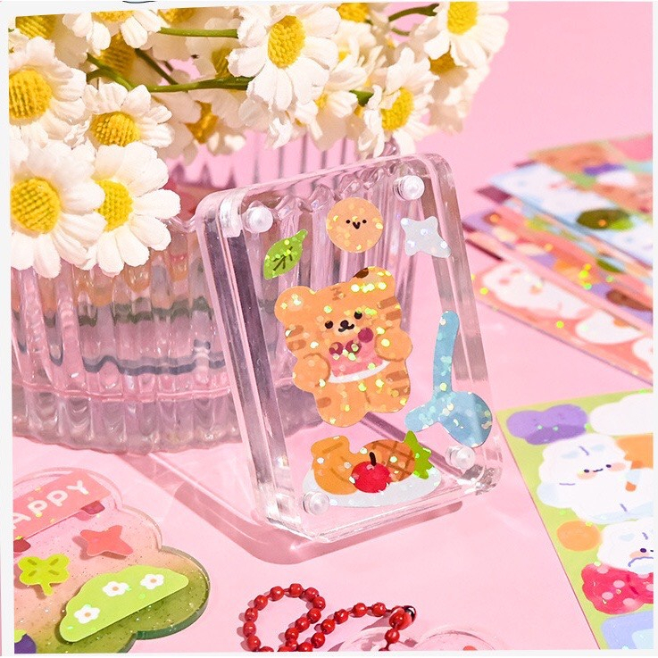 Sticker động vật cute, sticker ruy băng Set 5/10/15/30 miếng dán PVC động vật lấp lánh chống thấm nước dễ thương