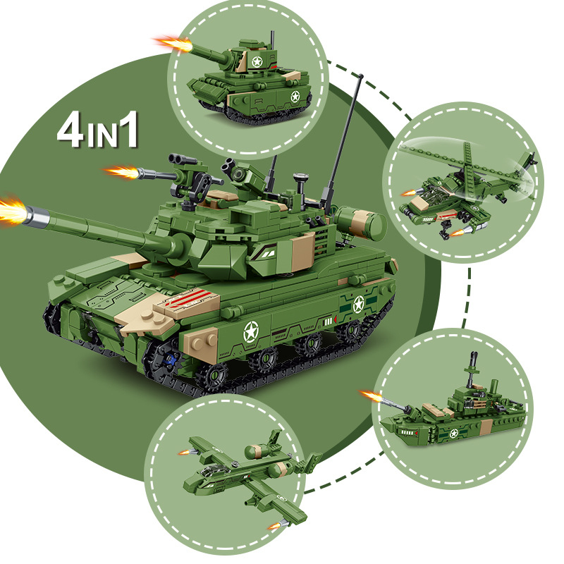 Bộ đồ chơi lắp ráp mô hình quân đội 4 in 1, đồ chơi sáng tạo cho bé K212
