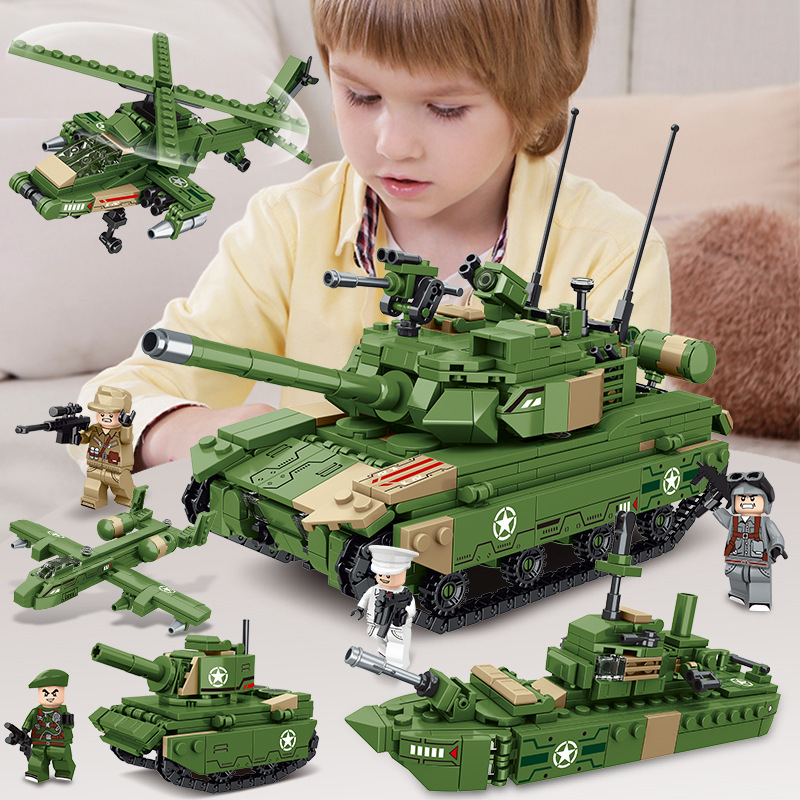 Bộ đồ chơi lắp ráp mô hình quân đội 4 in 1, đồ chơi sáng tạo cho bé K212