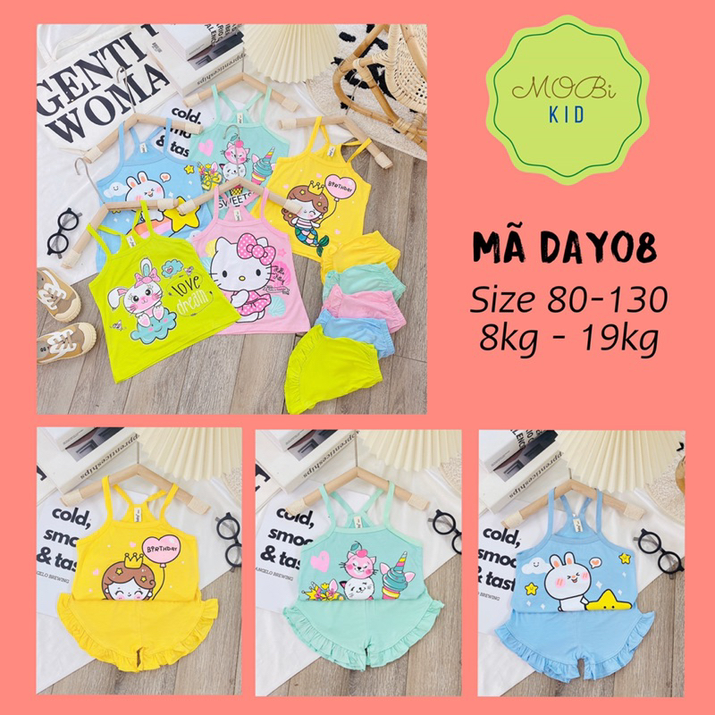 DAY08 Bộ 2 Dây Bé Gái Thun Lạnh - Kitty Thỏ Tiên Cá BĐkid