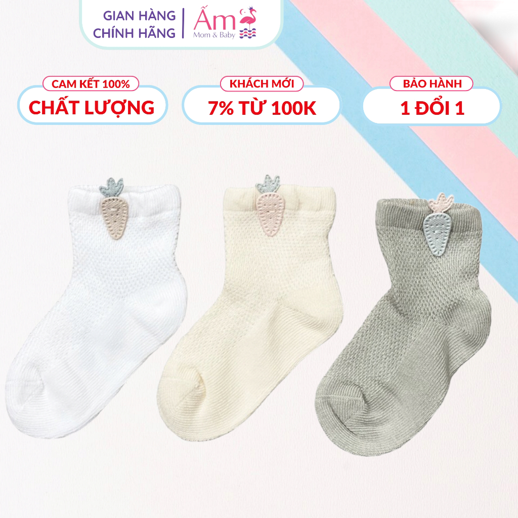 Set 3 Đôi Tất Lưới Ấm Baby Tất Hàn Quốc Cho Bé An Toàn Mềm Mại Thoải Mái Ấm Gift Decor