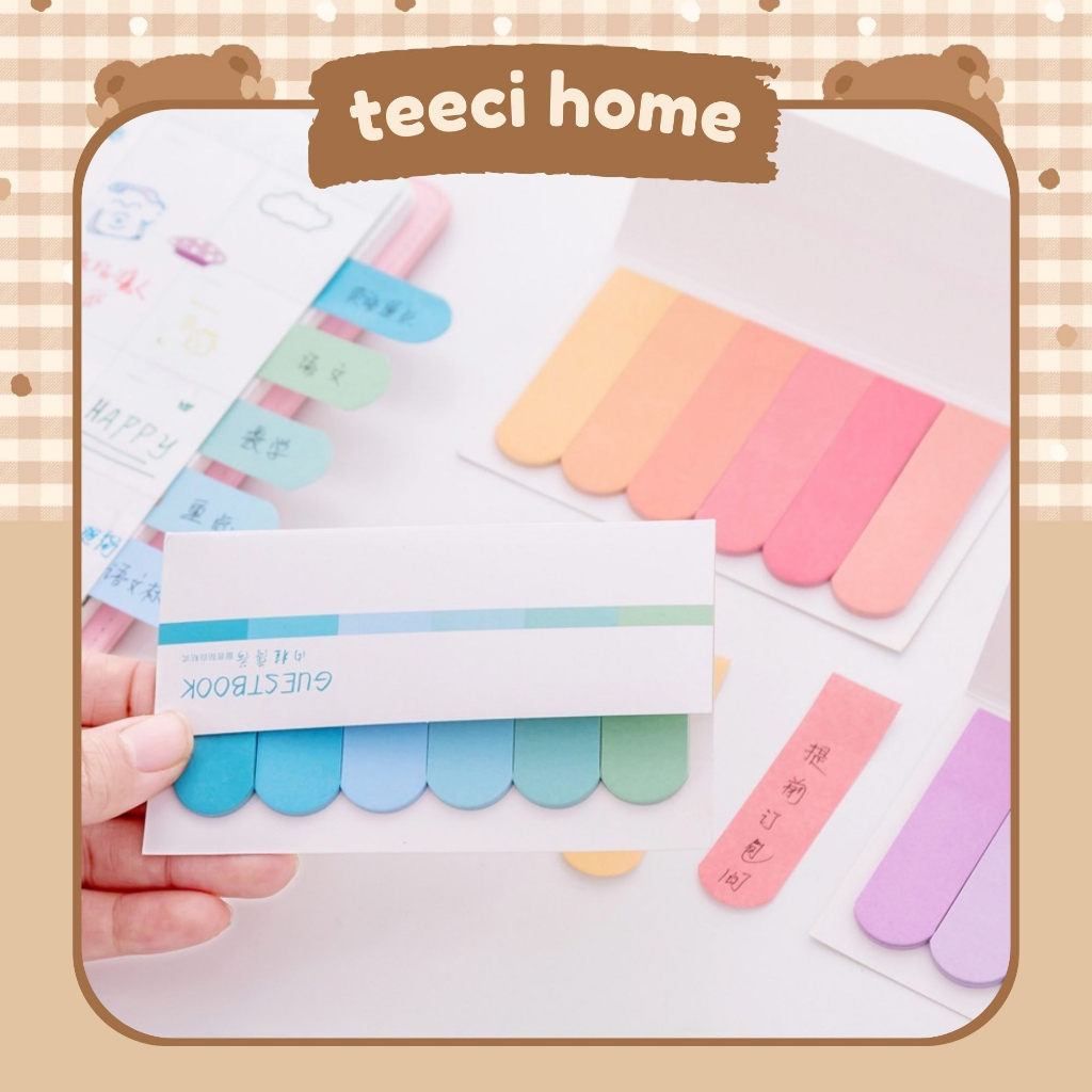 Set 6 Sticky Giấy Ghi Chú Label Marker Pastel Dụng Cụ Văn Phòng Phẩm Giấy Note 120 Tờ 65*18mm D025