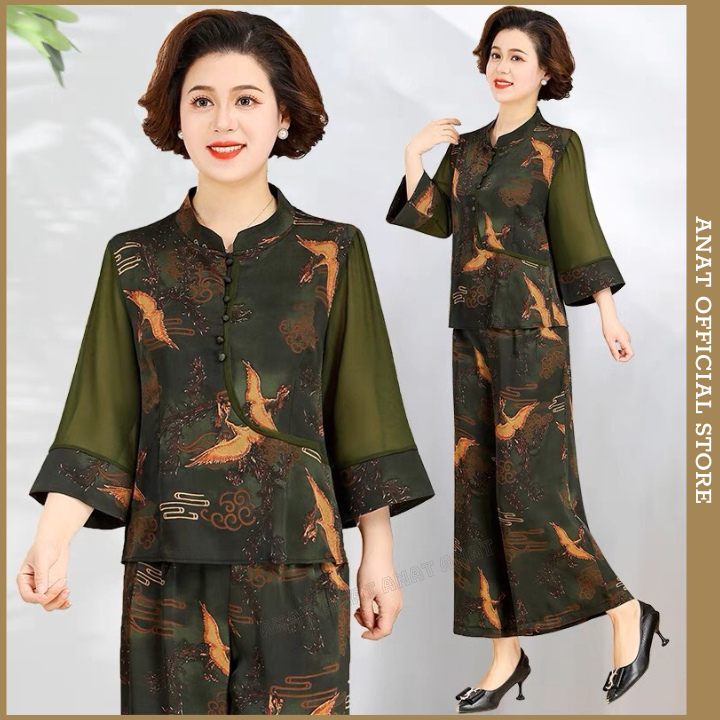 Đồ Trung Niên Tặng mẹ, Tặng Bà Vải Lụa Vạn Phúc Cao Cấp Tôn Da, Tôn Dáng Form Rộng Bigsize Loại 1 Thời Trang Xuân Hè LNT