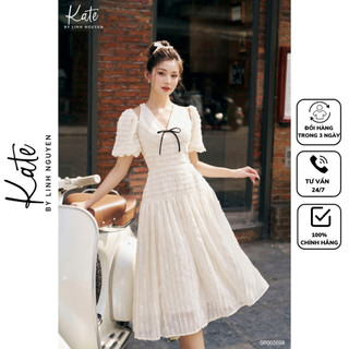 Váy ren kem đính nơ 5698 thời trang thiết kế Kate by Linh Nguyen