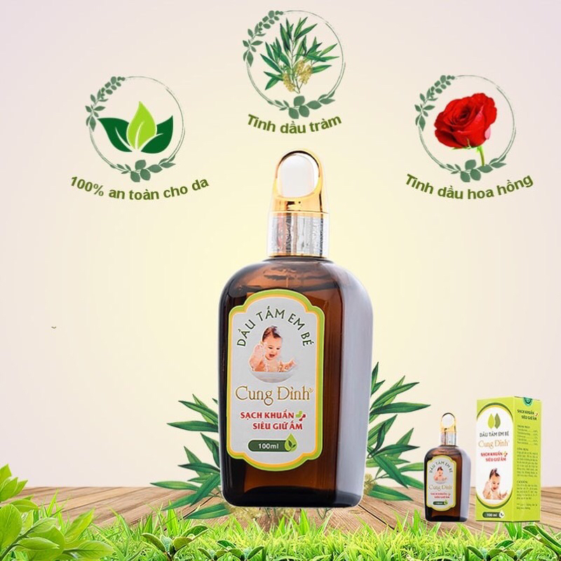Tinh dầu tắm em bé tinh dầu tràm Cung Đình 100ml chiết xuất từ tinh dầu hoa hồng và tràm gió