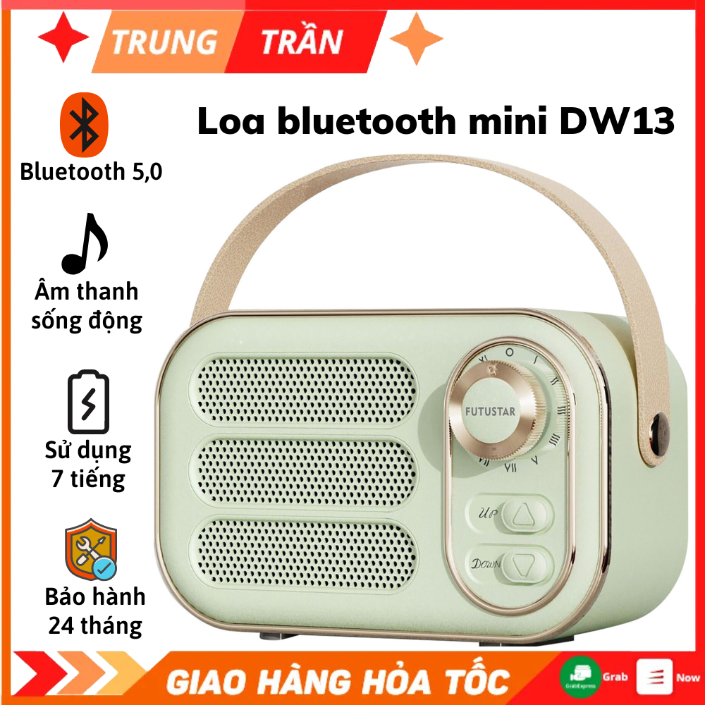 Loa Bluetooth mini DW13 Vintage Retro, Công suất 5W, Phong cách cổ điển, Âm thanh 3D sống động, Bảo 