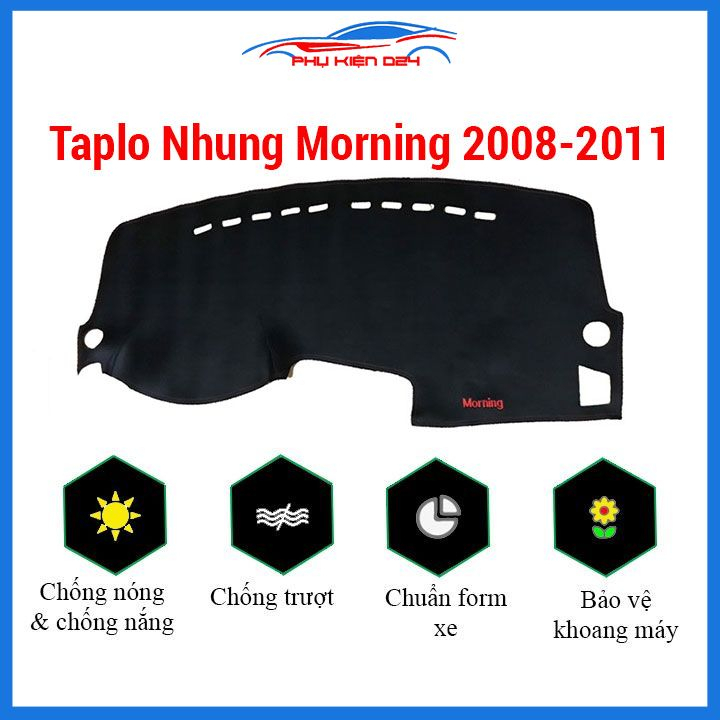 Thảm Taplo xe ô tô Morning 2008-2009-2010-2011 nhung