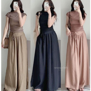 Quần nữ ống siêu rộng dáng dài xoè nơ eo