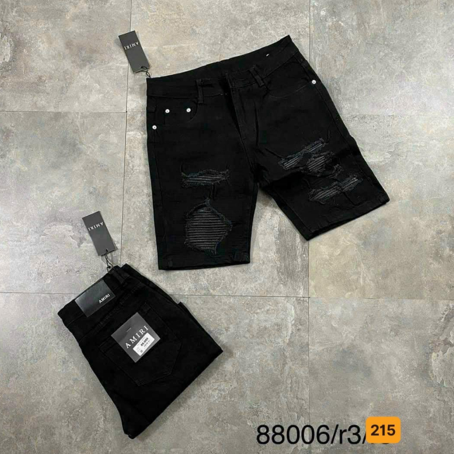 Quần short jean nam đen rách gối cao cấp - chất vải denim dày dặn co giãn thoải mái - TUẤN KIỆT Store 8888 L01