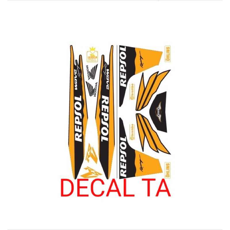 Tem  WAVE 110 mẫu REPSOL cánh chim tem chống phai màu