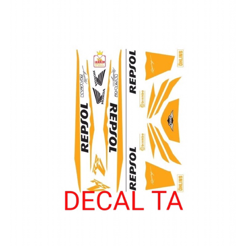 Tem  WAVE 110 mẫu REPSOL cánh chim tem chống phai màu