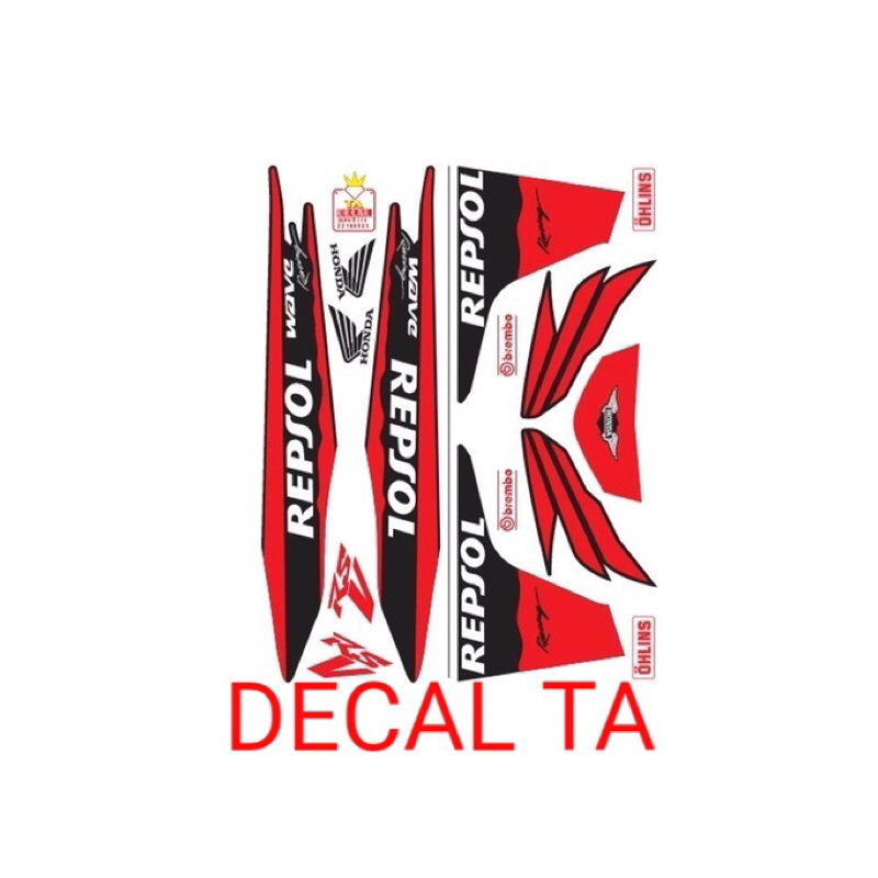 Tem  WAVE 110 mẫu REPSOL cánh chim tem chống phai màu