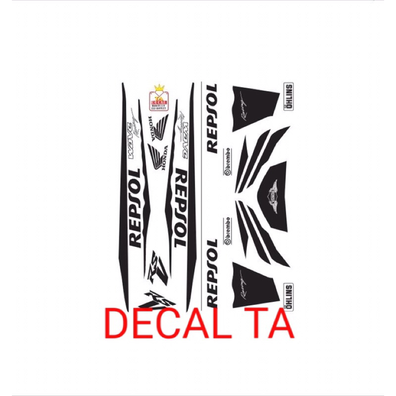 Tem  WAVE 110 mẫu REPSOL cánh chim tem chống phai màu