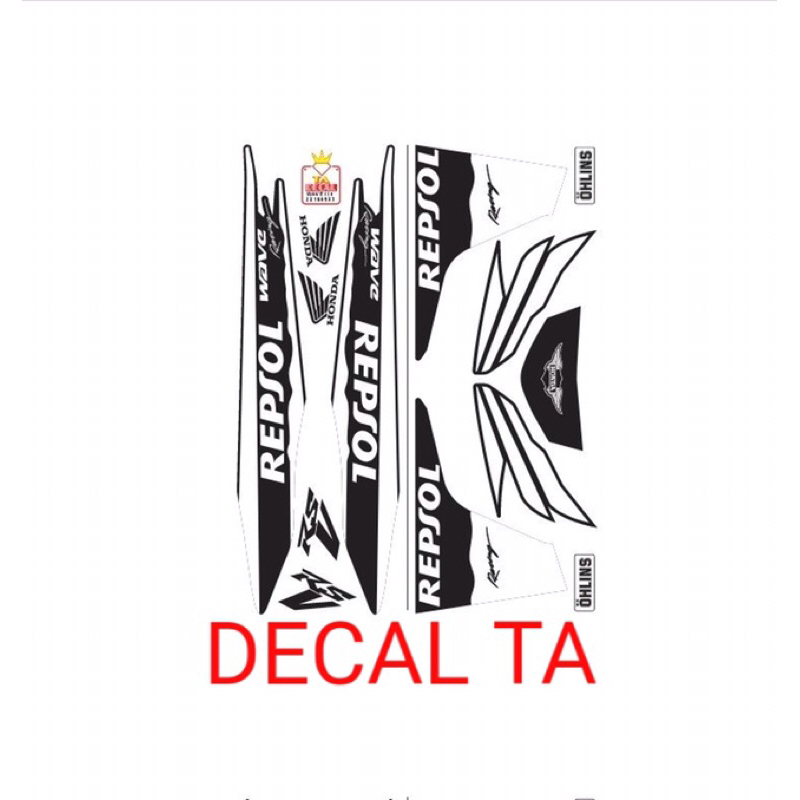 Tem  WAVE 110 mẫu REPSOL cánh chim tem chống phai màu